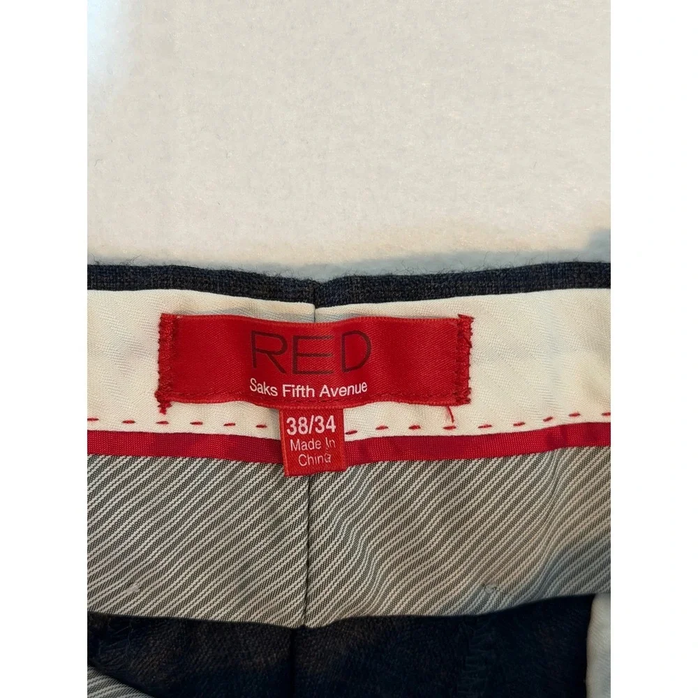 RED Saks Fifth Avenue‎ Men's Plaid Wool Dress Pants Trousers 38x30 (actual)
